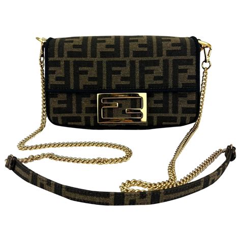 fendi borsa baguette en tessuto jacquard